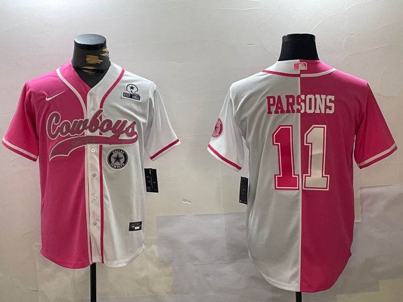 Men Dallas Cowboys #11 Parsons white pink Joint Name 2024 Nike Limited NFL Jersey style 6->dallas cowboys->NFL Jersey